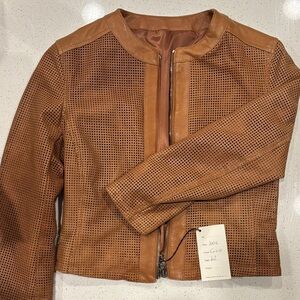 Vera Pelle Brown Perforated Leather Jacket
